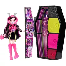 Draculaura Muñeca Monster High Neon Frights Brilla C/ Ataúd 