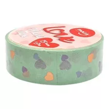 Fita Adesiva Washi Tape Love Verde Claro Coração 3mts - Moli