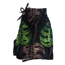 Shorts Mauricinho Tactel Masculino 3 Bolsos Floral Praia