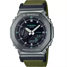 Relógio Casio G-shock Utility Metal Gm-2100cb-3adr Cor Da Correia Verde Cor Do Bisel Cinza Cor Do Fundo Preto