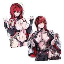 2 Pegatinas Calcomanías Sticker Adulto Anime Waifu Roja 13cm