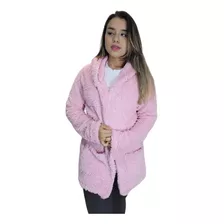 Jaqueta Casaco Teddy Inverno Feminino Com Capuz Ted Pelúcia 