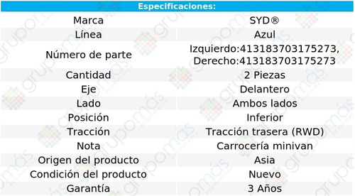 2 Horquillas Del Inf Syd Lnea Azul Mpv Rwd Mazda 89/98 Foto 3