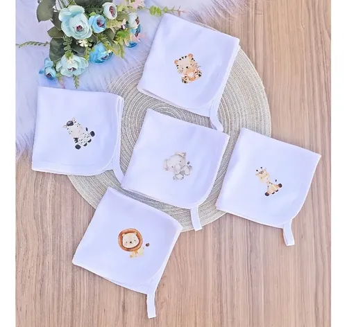 Kit De 5 Paninho De Boca Em Malha Para Bebê 100% Algodão Branco