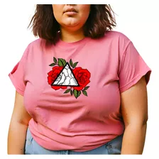 Camisa Feminina Rosas T-shirt 100% Algodão Premium Plus Size