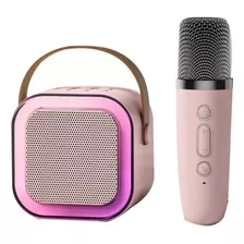 Parlante Mini Bluetooth Karaoke 1 Micrófono Portátil Led 