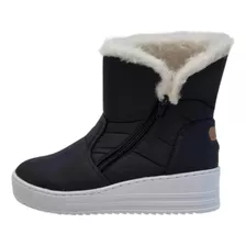 Bota Forrada Com Pelo Neve E Frio Zíper Feminino