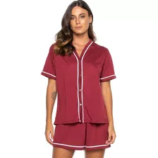 Kit 3 Pijama Feminino Curto Americano Adulto Botão Blogueira