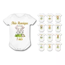 Kit 12 Body Mesversario Safari Selva Baby Personalizad R2345