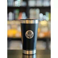 Copo Térmico Com Tampa -530ml- Preto- Palmeiras - Logo Laser