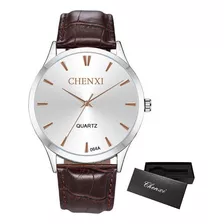 Relojes De Cuarzo De Cuero Inoxidable De Moda Chenxi 064ac