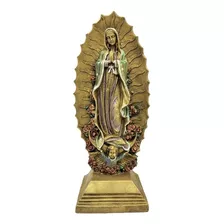 Virgen De Guadalupe Base Cuadrada Ch 32cm Dorada