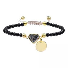 Yatming Pulsera De Cuentas De Cristal De Ágata Negra Facetad