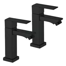 Kit 2 Torneiras De Banheiro Lavabo Luxo Metal Moderna 1/4 Cor Preto