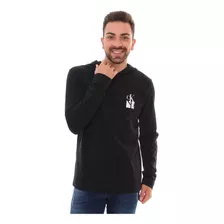 Blusa Calvin Klein Jeans Masculina Hooded Ck Mirror Preta