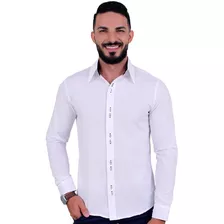 Kit 2 Camisas Slim Masculina Manga Longa Camiseta Social