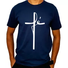 Camiseta Masculina Moda Evangélica Fé Cruz 100% Algodão