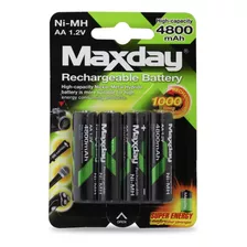 Pila Recargable Maxday 4800 Mah Aa 1.2 V 1000 Horas Calidad®