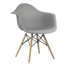 Cadeira De Jantar Elidy Charles Eames Eiffel Com Braço, Estrutura De Cor Cinza, 4 Unidades