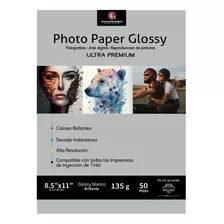 Papel Fotográfico Adhesivo Carta Brillante 150g 50 Hojas