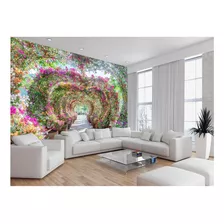 Papel De Parede Jardim Flores Coloridas Arco 7,5m² Jjp55