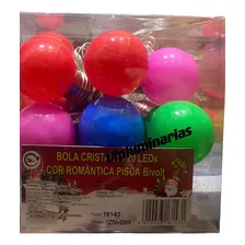 Bola Cristal C/20 Leds Cor Romântica Pisca Bivolt