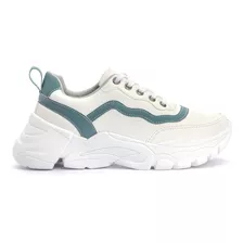 Sneaker Tênis Chunky Feminino Blogueira Branco E Verde