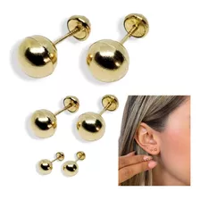 Aretes Bola Balín Oro Laminado 18k Combo Trío Anti Alérgicos