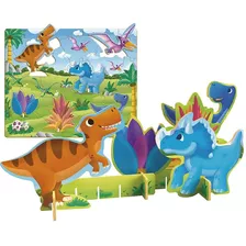 Quebra-cabeca Madeira Dino Aventura 3d 28pcs