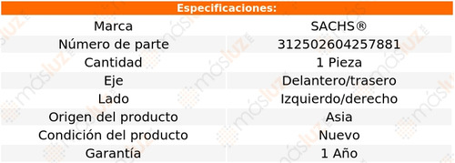 (1) Amortiguador Hid Del O Tras Mitsubishi Van 87/90 Sachs Foto 2