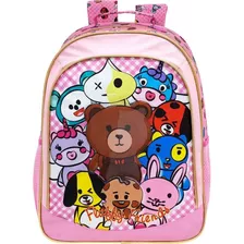 Mochila Escolar Infantil De Costas Fluffy Friends Glitter