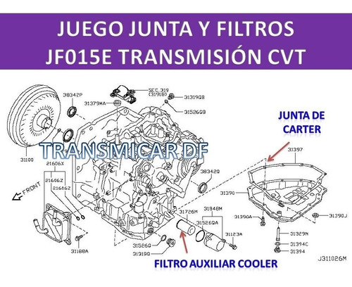Junta Y Filtros Jf015 Cvt (3pz) Sentra Versa Tiida Attitude Foto 4