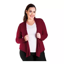 Roupa Feminina Casaco Curto Manga Longa Plus Size Aberto 56+