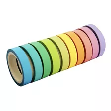 Fita Adesiva Decorativa Washi Tape Cor Pastel Estreita 12 Un