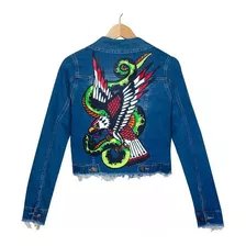 Campera Jean Azul Elastizado Mujer Serpiente Aguila Tradi