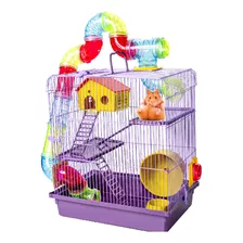 Gaiola De Hamster Com Casa Grande 3 Andares Tubo + Bebedouro