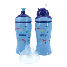 Combo Vasos Nuby Con Popote Y Con Boquilla 360ml