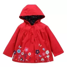 Chamarra Impermeable Para Niñas Con Flores Lluvia Capucha