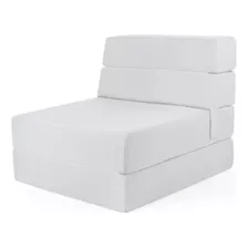 Sofá Cama Individual Sillón Puff Plegable Blanco