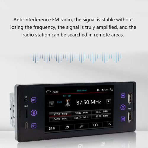 Receptor De Radio Fm Estreo Bt Mp5 De 5 Pulgadas Para Autom Foto 4