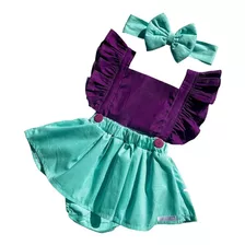 Jardineira Body Romper Saia Infantil Fantasia Mesversario