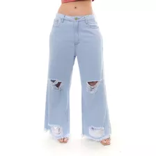 Calça Jeans Cropped Flare Feminina Cintura Média Barra 22966