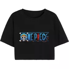 Cropped T Shirt Camiseta Casual One Piece Logo Anime Mangá 