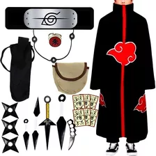 Kit Itachi Manto Akatsuki Infantil + 19 Itens Cosplay Naruto