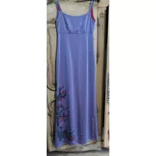 Vestido Gasa Largo 15- Casamiento- Madrina- Pintado A Mano