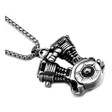 Pingente Aço Inox Motor V2 Chopper Custom Moto Clube Harley