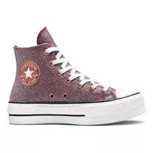 Converse Bota Plataforma Hi Glitter Dark Wine