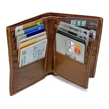 Porta Documentos Cuero Hombre Billetera Tarjetero Capacidad Para 14 Tarjetas Volante Pesos Euros Dolares Modelo 0079 