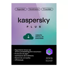 Antivirus Kaspersky Plus 5 Dispositivo 1 Año + Vpn Ilimitada