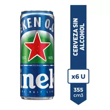Cerveza Heineken Sin Alcohol 0.0% Lata 355ml Pack X6